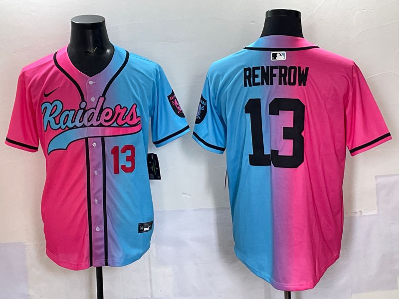 Men 2025 Oakland Raiders #13 Renfrow Blue pink Nike Limited NFL Jersey 003